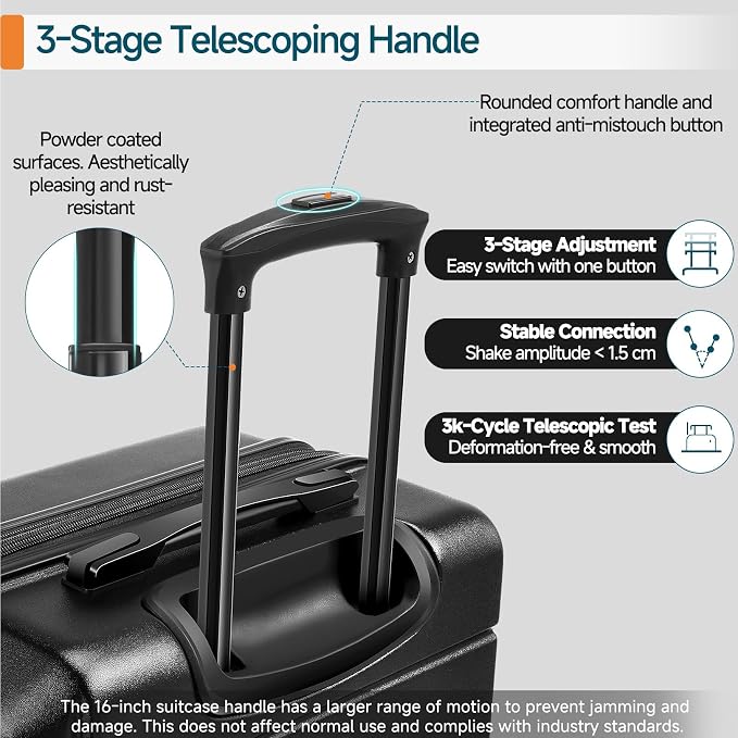 Hoteel Luggage Sets 3 Piece, ABS+PC Hard Shell Expandable Suitcases - Image 5