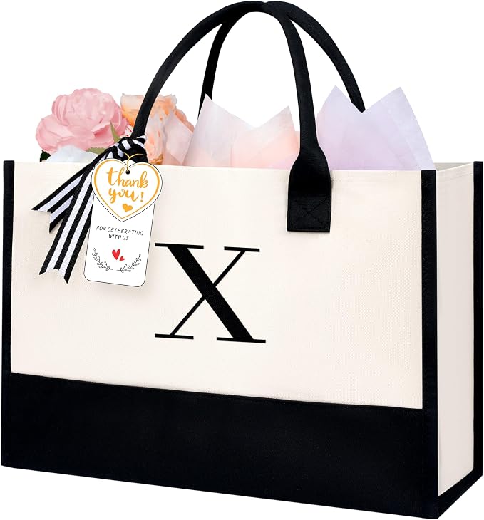 BAGAIL Initial Tote Bag, Personalized Birthday Gifts by BAGAIL