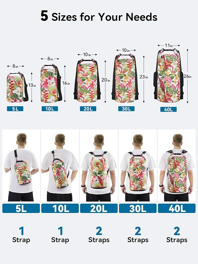 HEETA Waterproof Dry Bag for Women Men 5L/10L/20L/30L/40L Roll Top Lightweight - Image 2