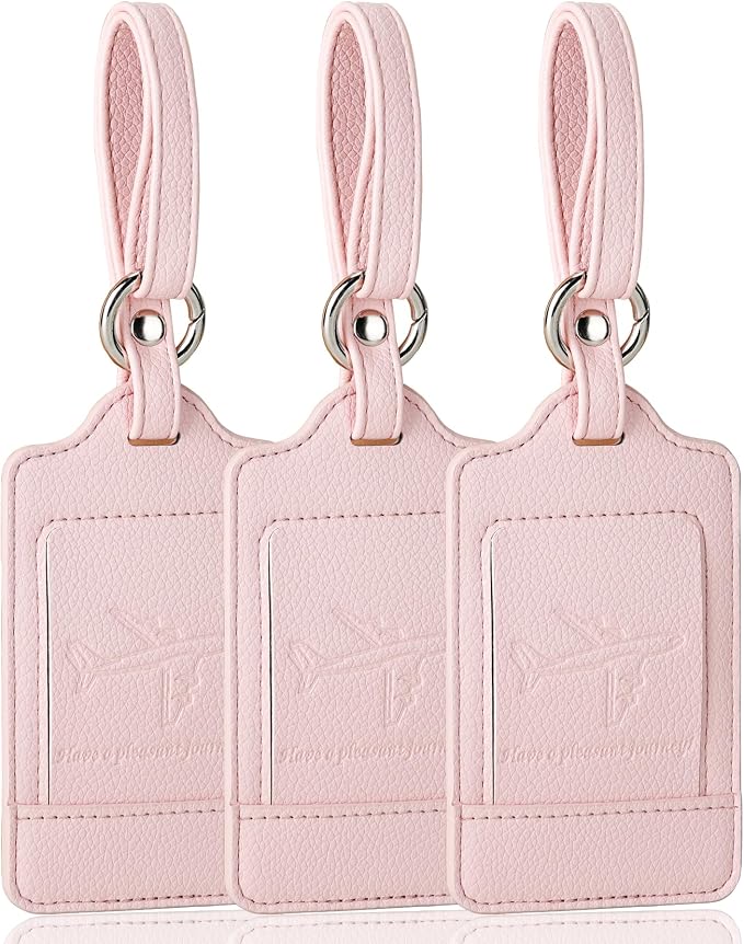Teskyer Luggage Tags, 3 Pack Premium PU Leather Luggage Tags by TESKYER