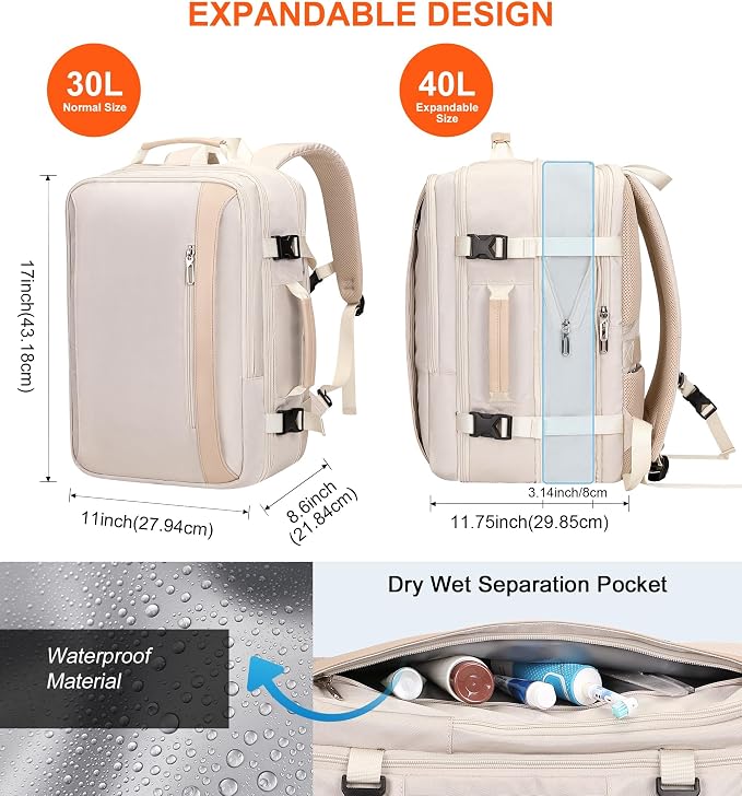 PIJUSHI Travel Backpack for Women Expandable Carry on Luggage Backpack Airline - Image 4