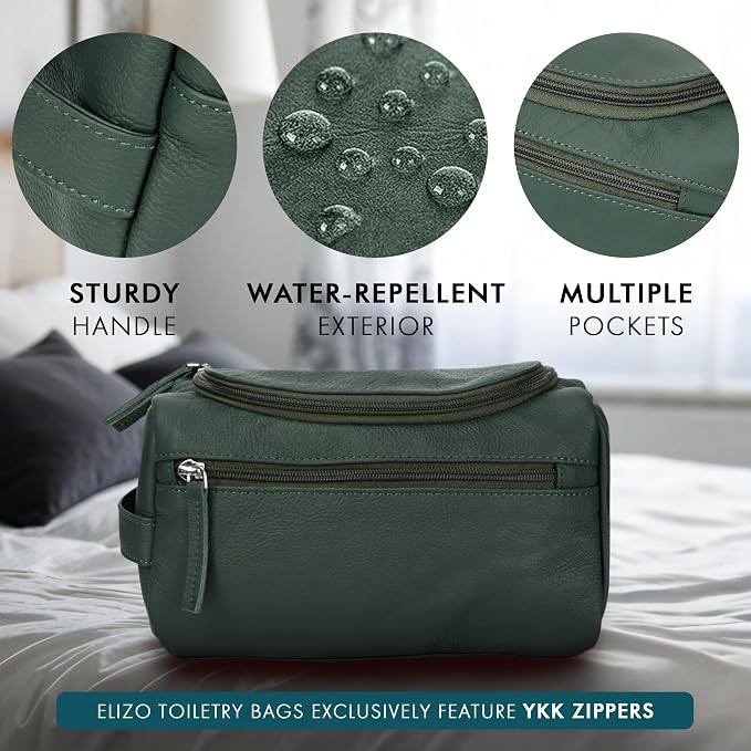 ELIZO Premium REAL Leather Toiletry Bag - Image 5