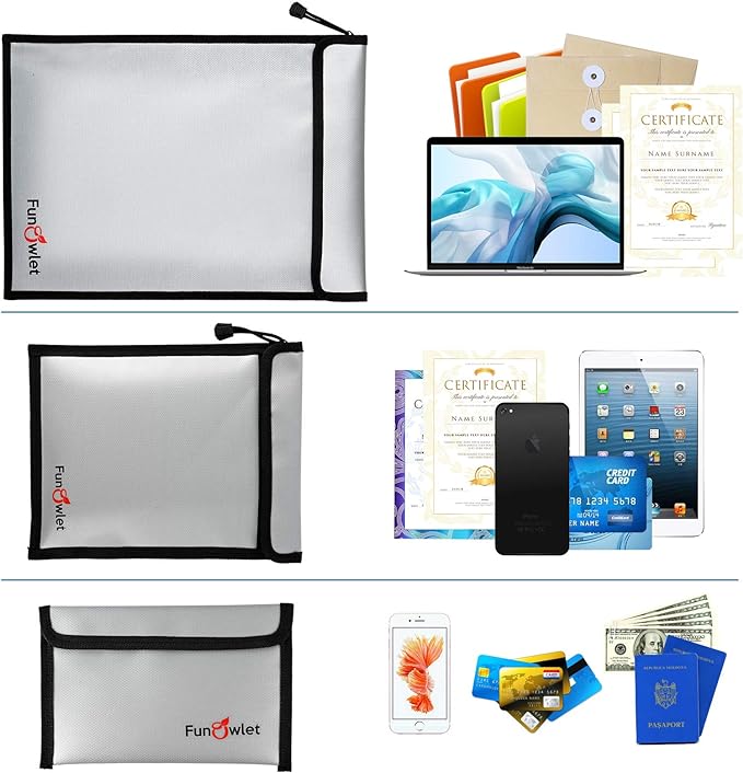 FunOwlet Fireproof Waterproof Document Bag, Fire and Water Resistant Safe - Image 5