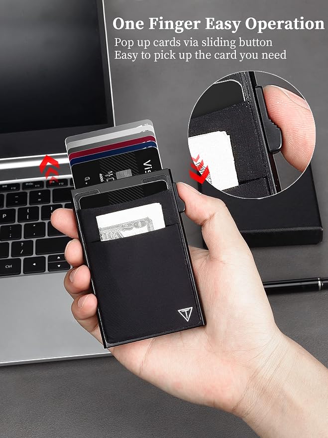 Slim RFID Blocking Wallets, Pop Up Minimalist Card Holder - Image 5