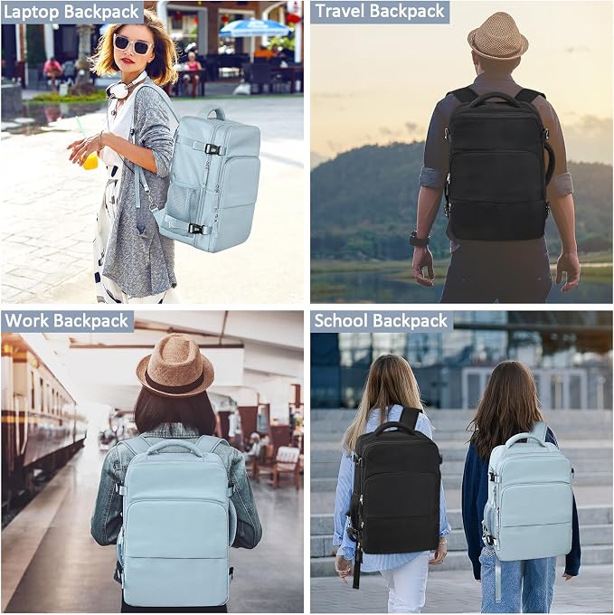 Travel Backpack for Women Men, Travel Laptop Backpack w/USB Charging Port - Image 8