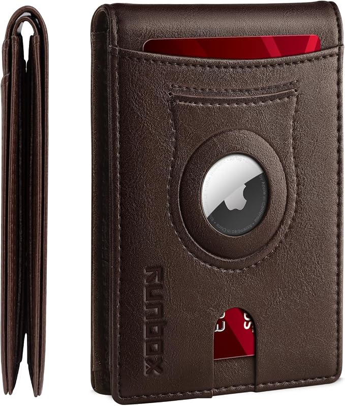 RUNBOX AirTag-Wallet-Mens-Slim-RFID Blocking Wallets Leather by RUNBOX