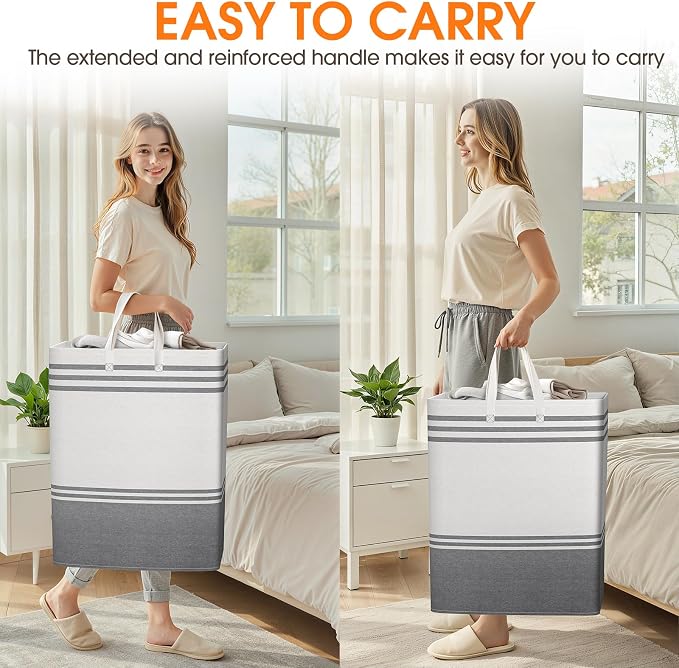 2 Pack Large Home Laundry Basket, Laundry Hamper, Freestanding Waterproof Dirty - Image 6