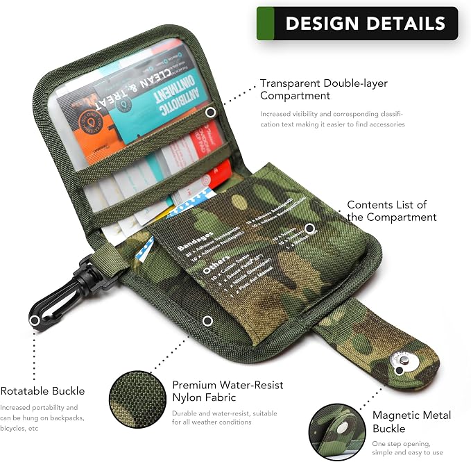 Small First Aid Kit, 100 Pieces Water-Resistant Well Organzied Pouch - Image 2
