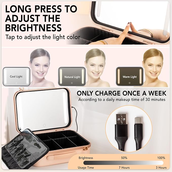Lighted Makeup Case with Mirror - Image 7