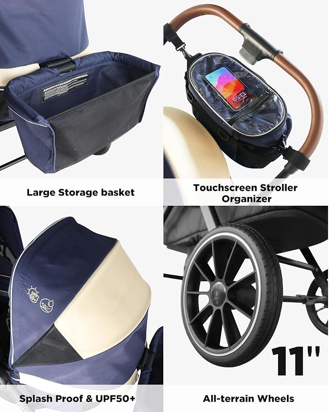 Tandem Wagon Stroller–All-Terrain 2-in-1 Push&Pull Design, Double Seat - Image 8
