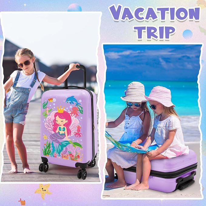 Sanwuta 4 Pcs Kids Luggage Set Kids Backpack Travel Rolling Suitcase - Image 6