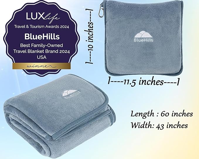 BlueHills Premium Soft Plush Travel Blanket Pillow - Image 3
