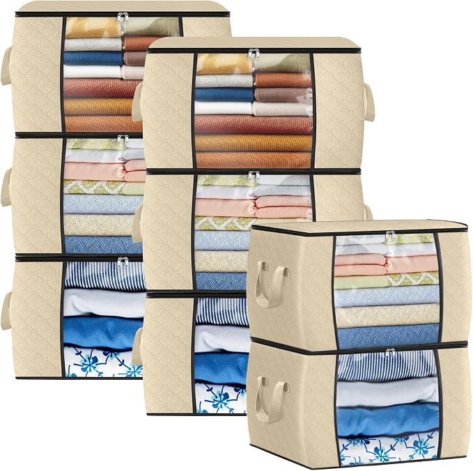 Fab totes 24 Gallons Clothes Storage, Foldable Thick Fabric Blanket Storage Bags by Fabtotes