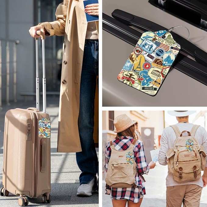 2 Pcs Leather Luggage Tags for Suitcases, Funny Suitcase Tags for Luggage - Image 2