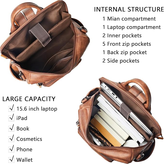 Shrrie Vegan Leather Laptop Backpack - Image 4