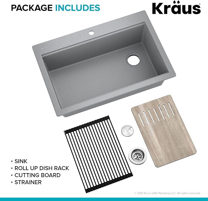 KRAUS Bellucci Workstation 33 in. Drop In Single Bowl Granite Kitchen Sink in - Image 15