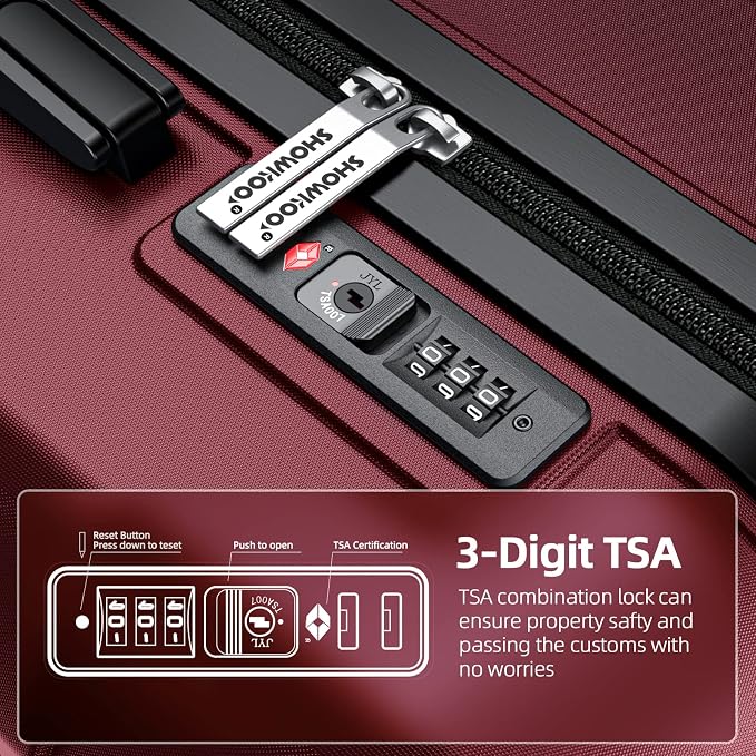 SHOWKOO Luggage Sets Expandable PC+ABS Durable Suitcase Double Wheels TSA Lock - Image 5