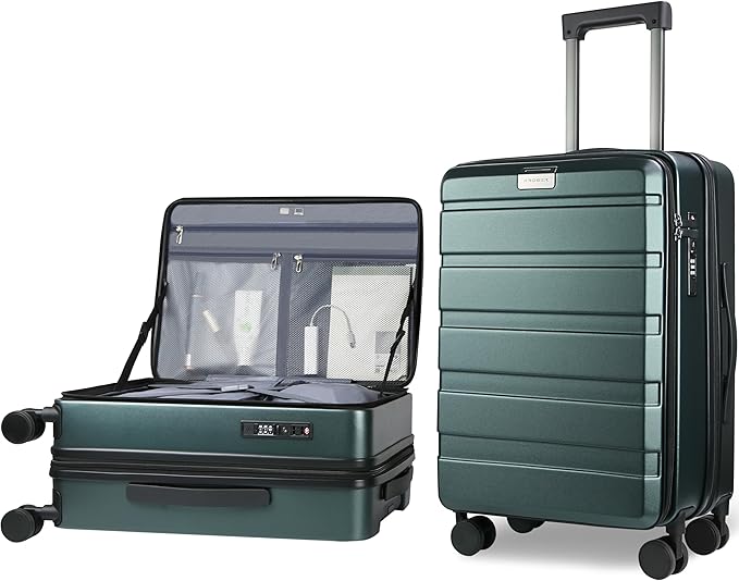 KROSER Carry On Luggage with Spinner Wheels & Built-in TSA Lock, Expandable Top by KROSER