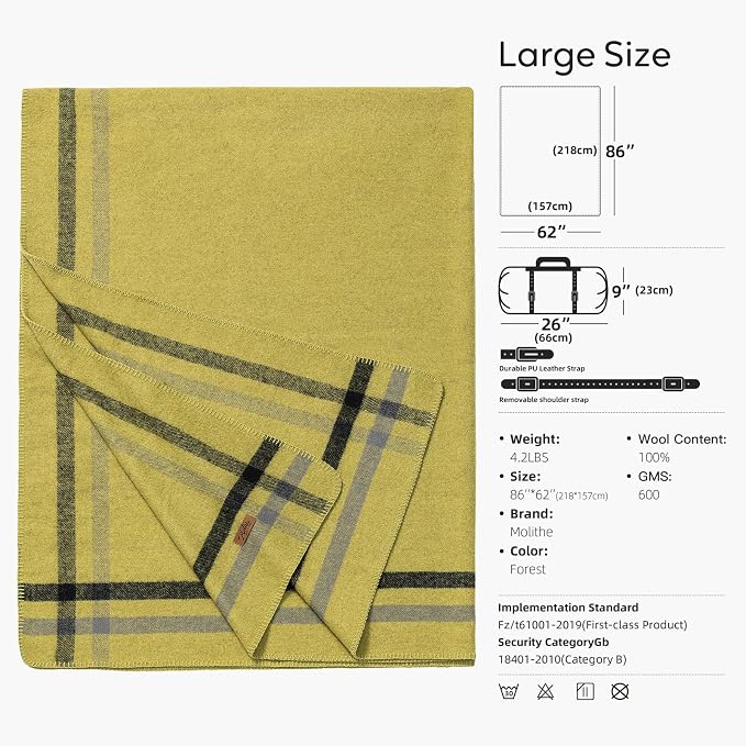 100% Wool Blanket, Military Wool Blanket, Sporting Events, Survival Kits - Image 6