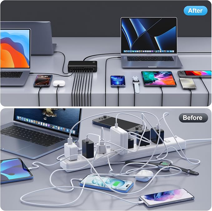 730W USB C Charger Block, 10-Ports GaN V Fast Charging Station Hub, QC4.0+3 PD - Image 6