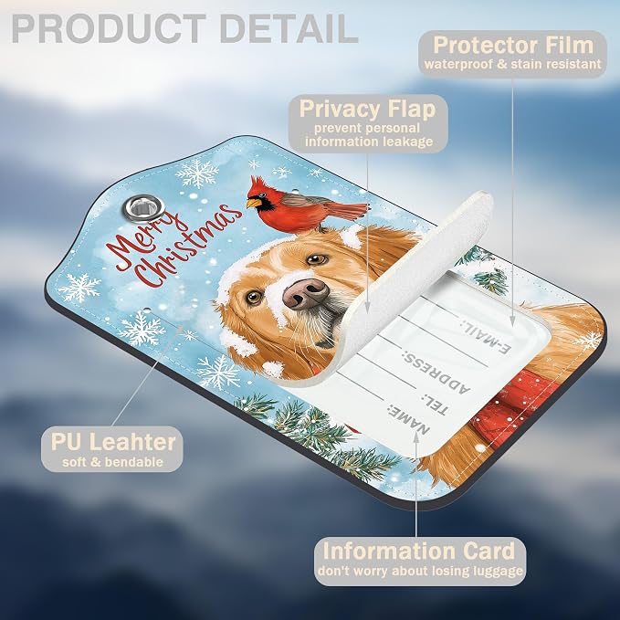 Set of 2 Christmas Dog and Red Cardinal Luggage Tags - Image 3
