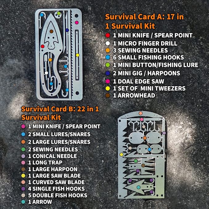 PSKOOK 12 Pcs Survival Multitool Card Emergency Camping Tool EDC Kit in Your - Image 2