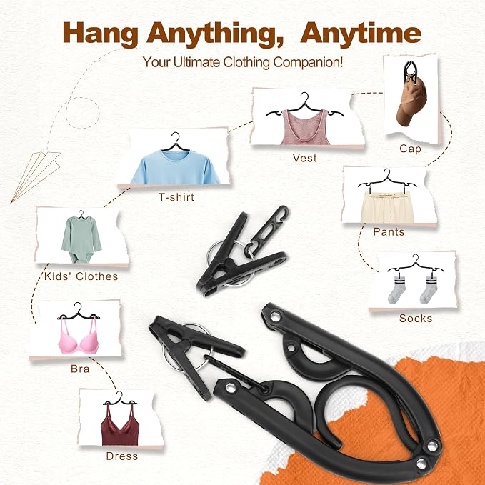 HOUSE DAY Foldable Travel Hangers 20 Pack w/10 Clips, Cruise Essentials 2025 - Image 6