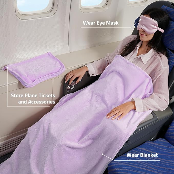 Travel Blanket, 3-in-1 Ultra-Soft, Warm & Lightweight Travel Blanket Airplane - Image 4