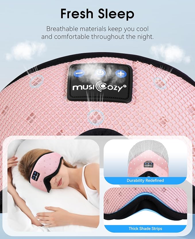 MUSICOZY Sleep Headphones Breathable Sleep Mask Bluetooth 5.4 Wireless - Image 2