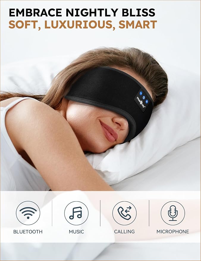 MUSICOZY Sleep Headphones Bluetooth 5.4 Headband Sleeping Eye Mask - Image 2