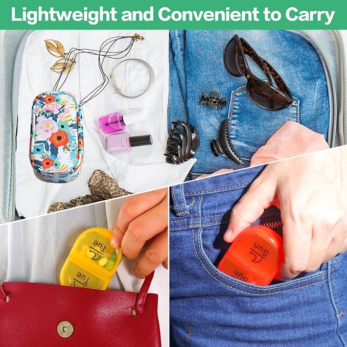 Serfeymi Weekly Travel Pill Organizer 2 Times A Day AM PM Upgraded Rainbow Pill - Image 6