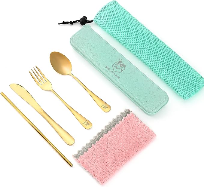 Boulder Bee | Travel Utensils Set | Reusable Camping Cutlery Set | Stainless - Image 7