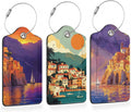 Retro Seaside Village 3 PCS PU Leather Luggage Tags by Losthll