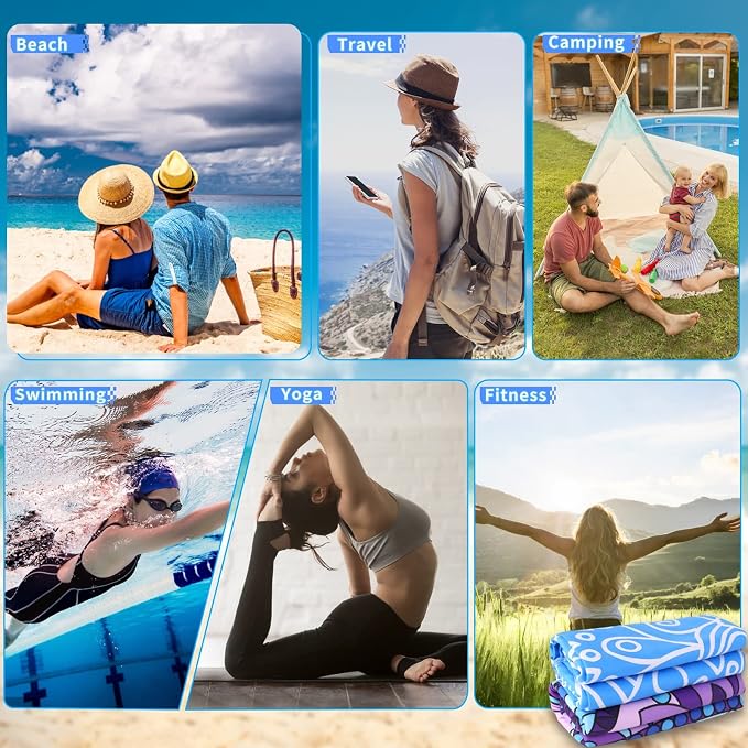 2 Pack Microfiber Oversized Lightweight Beach Towel 71"x32" XL Extra Large Thin - Image 7