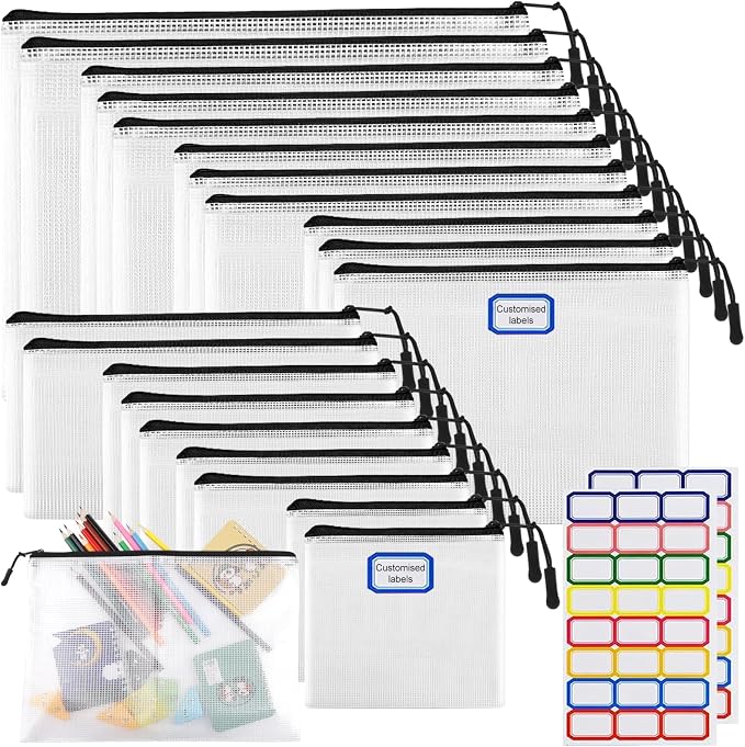 20pcs Multisize Mesh Zipper Pouch, Waterproof Bags by YOPCDJ