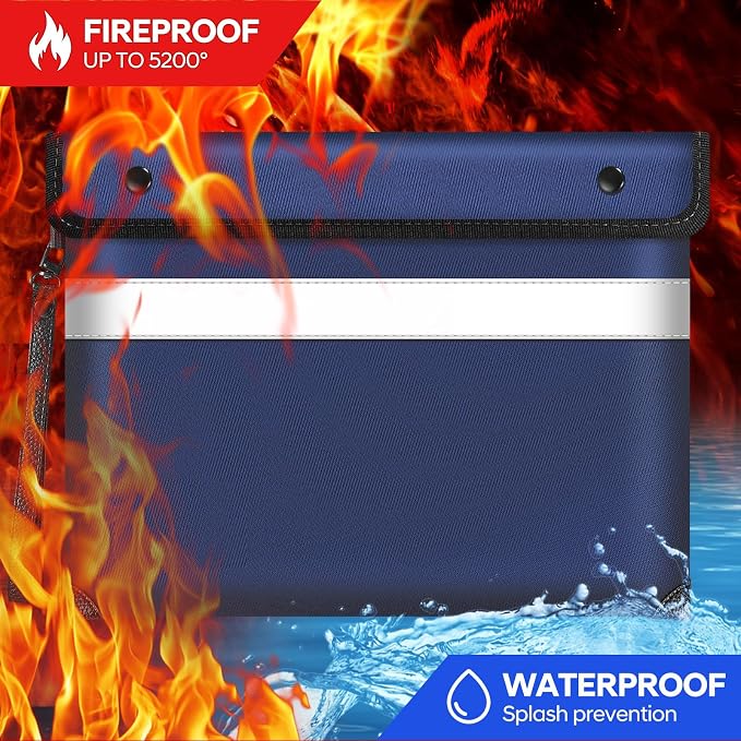 Fireproof Money Bag for Cash 11"x7.7", Upgraded 5200℉ Insulated Water Fire - Image 2