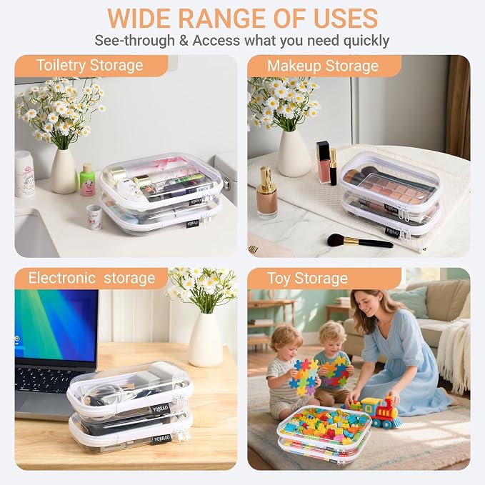 6 Pack Clear Hard Shell Zipper Case, Hard Plastic Organizer Pouches - Image 4