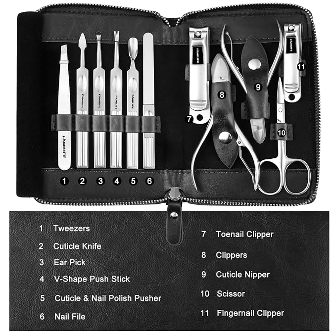 Manicure Kit, FAMILIFE Professional Manicure Set Nail Kit, 11 in 1 Stainless - Image 8