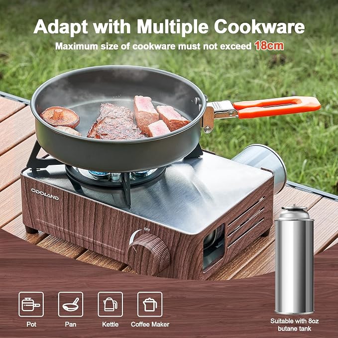 Odoland Portable Camping Stove 7500 BTU Camp Stove Lightweight Butane Gas Stove - Image 6