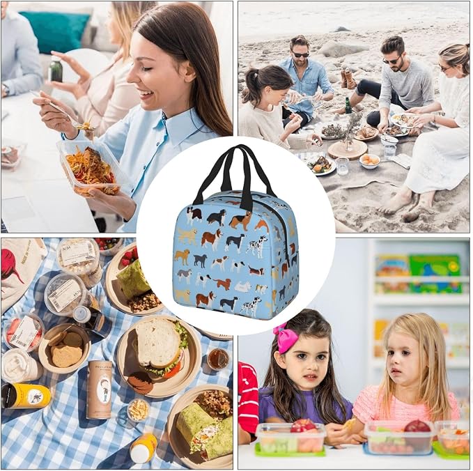 Cute Dog Lunch Box Puppy Lunch Bag Insulated Reusable Lunch Tote Bag Cooler - Image 5