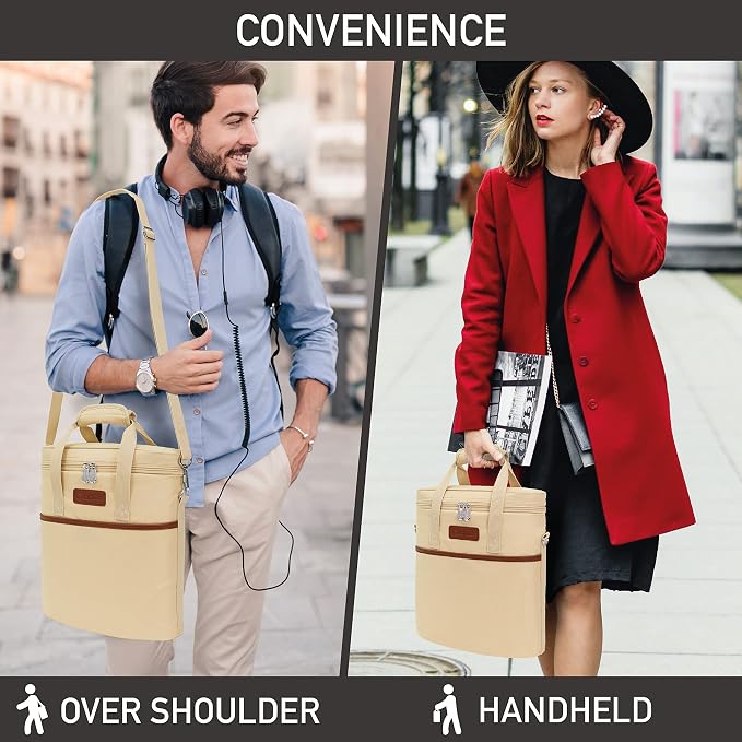 OPUX 3 Bottle Wine Carrier Tote, Insulated Leakproof Wine Cooler Bag, Wine - Image 6