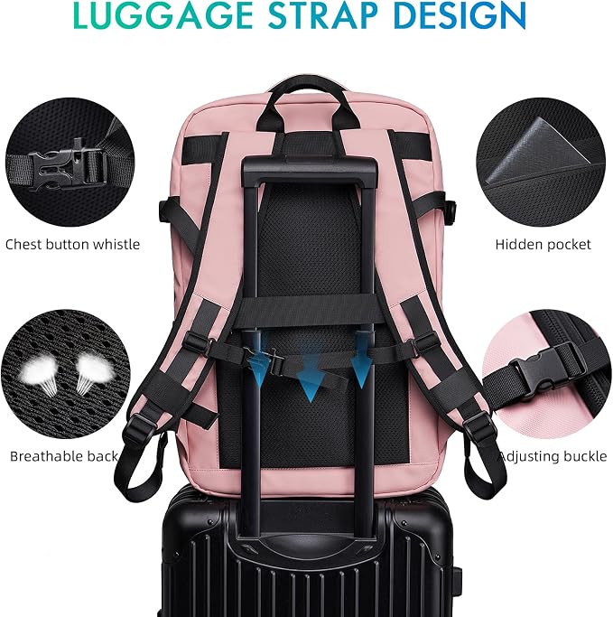 Travel Backpack for Women, 50L Carry On Backpack, Expandable Flight Approved - Image 7