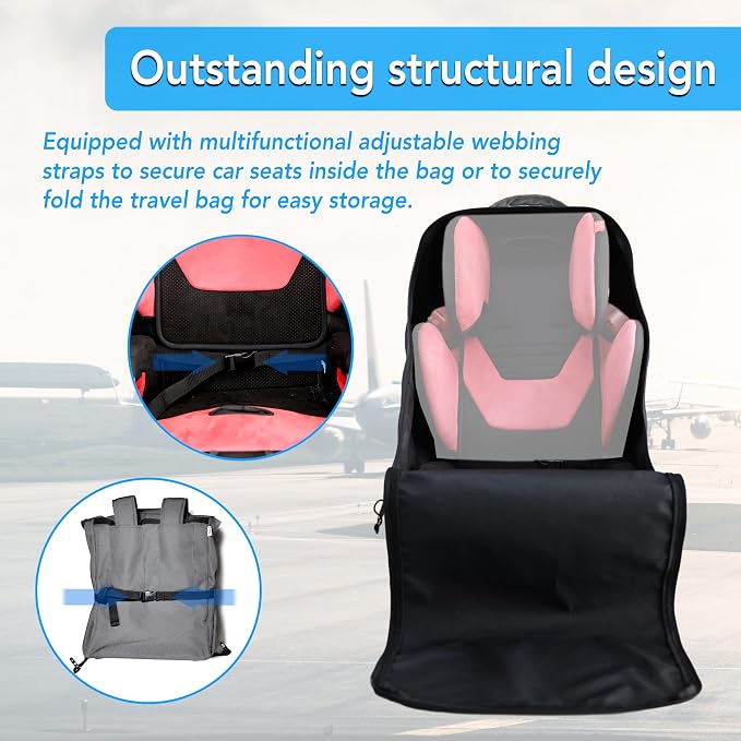 Car Seat Travel Bag with Wheels Heavy Duty Water-resistant Protective Cover - Image 7