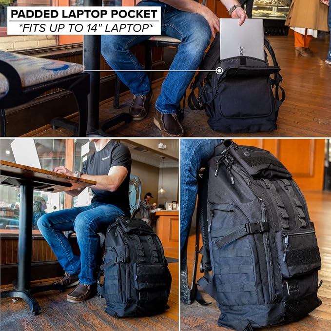 SERIOUS STEEL FITNESS Tactical Backpack and Gym Bag 1000D Nylon Black - Image 4