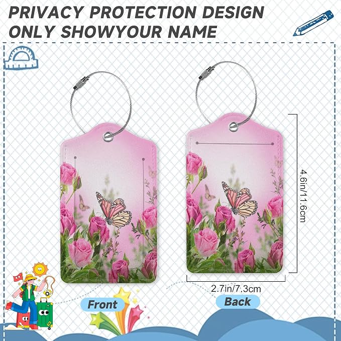 2 Pack Luggage TagsButterfly Rose Floral - Image 2