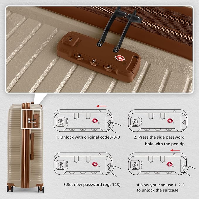 LEAVES KING Luggage Sets 5 Piece, Expandable PP Suitcase - Image 4