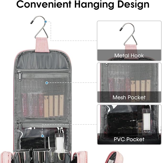 Narwey Hanging Toiletry Bag for Women Travel Makeup Bag Organizer Toiletries - Image 4