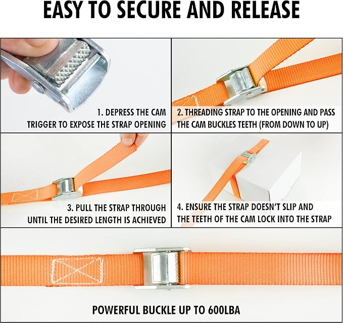 Cartman 1" x 12'Lashing Straps Cargo Tie-Down Strap Up to 600lbs, 10pk in Carry - Image 4