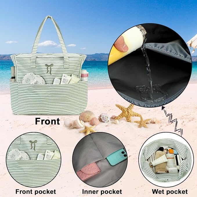 Beach Pool Bags Tote for Women Ladies Large Gym Tote Carry On Bag - Image 5