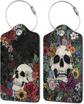 Skull Flowers Luggage Tags, 2 Pack Luggage Tag, Leather Privacy Cover ID Label by Unknown
